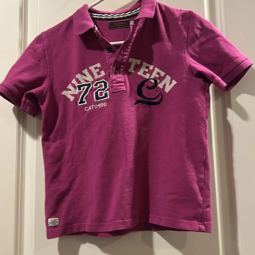 Catimini kids embroider Graphic 1/4 button down Polo Shirt short sleeve size 10